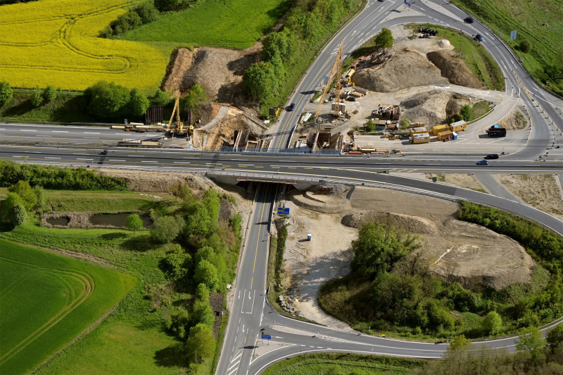 Luftbild Baustelle Ersatzneubau an der A70. Foto:  Hajo Dietz / Nürnberg Luftbild