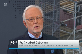 Prof. Dr. Norbert Gebbeken beim Interview in der Nachrichtensendung BR24